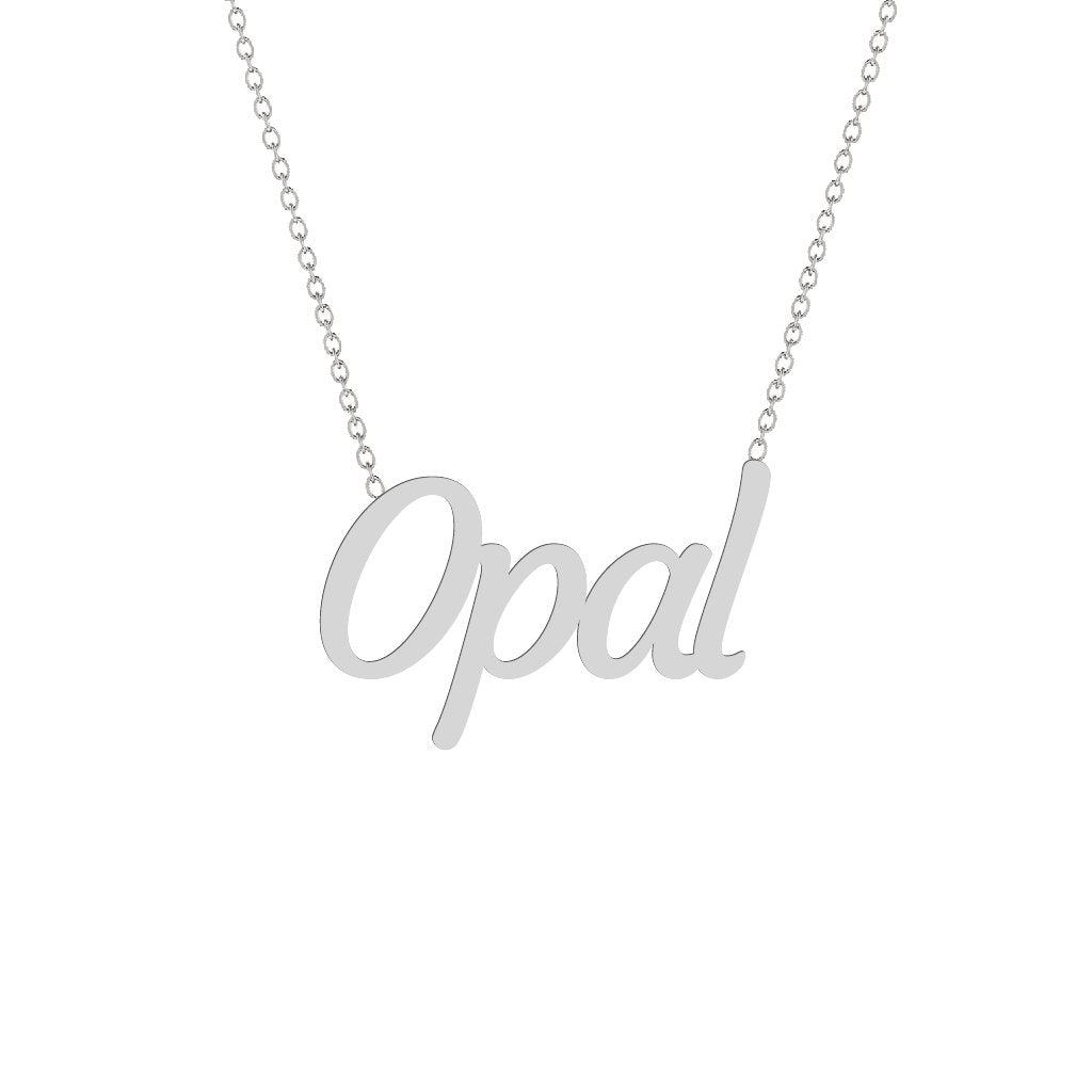Gold Name Necklace - Opal