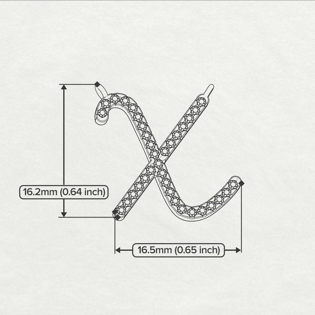 Diamond Gold Letter Necklace - X