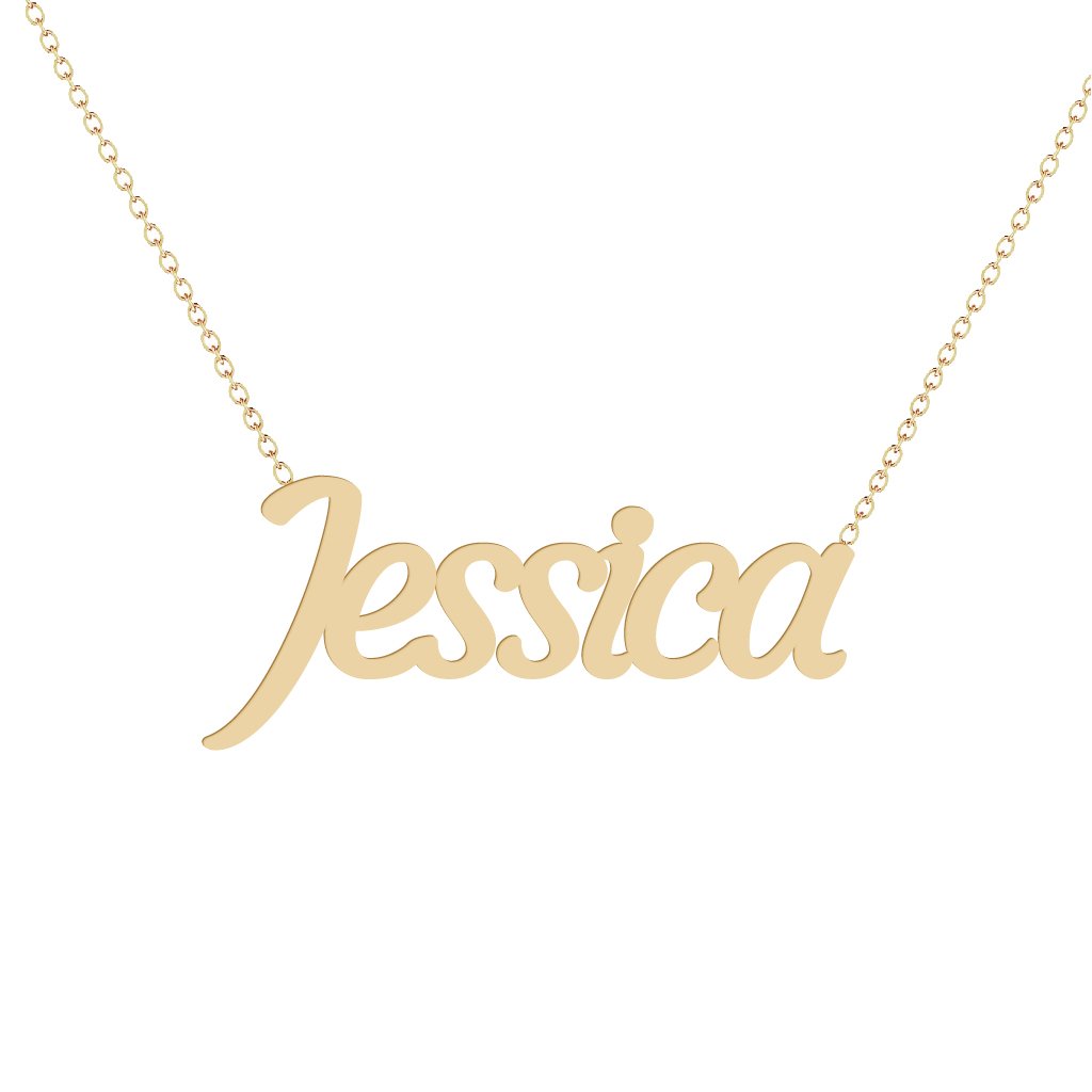 Gold Name Necklace – Jessica | 14K Solid Gold