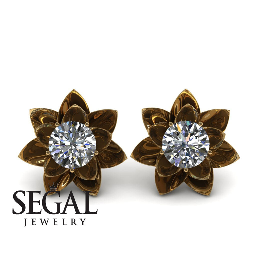 Lotus Flower Diamond Earrings - Lotus no. 1