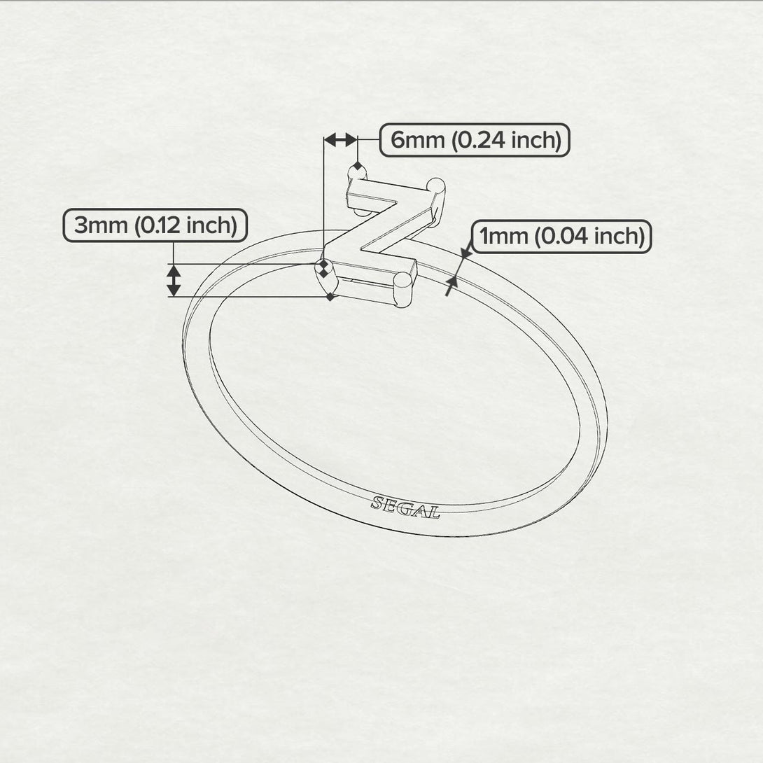 Z Letter - Initial White Gold Diamond Ring