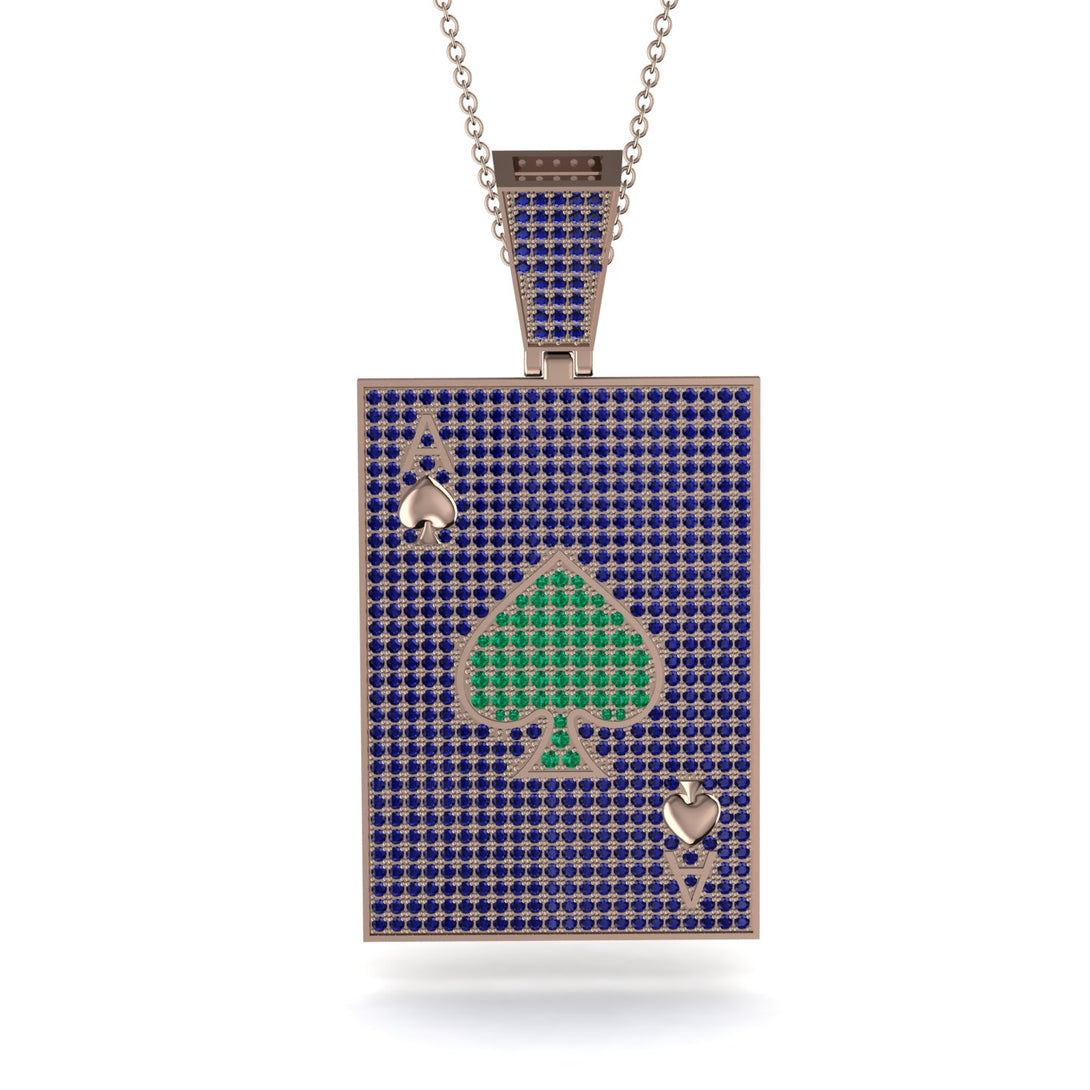 Ace Of Spades Sapphire Card Necklace - Tyler No. 65