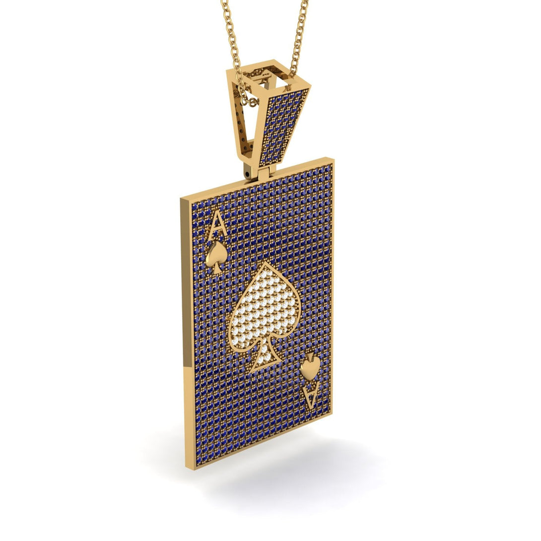 Ace Of Spades Sapphire Card Necklace - Tyler No. 61