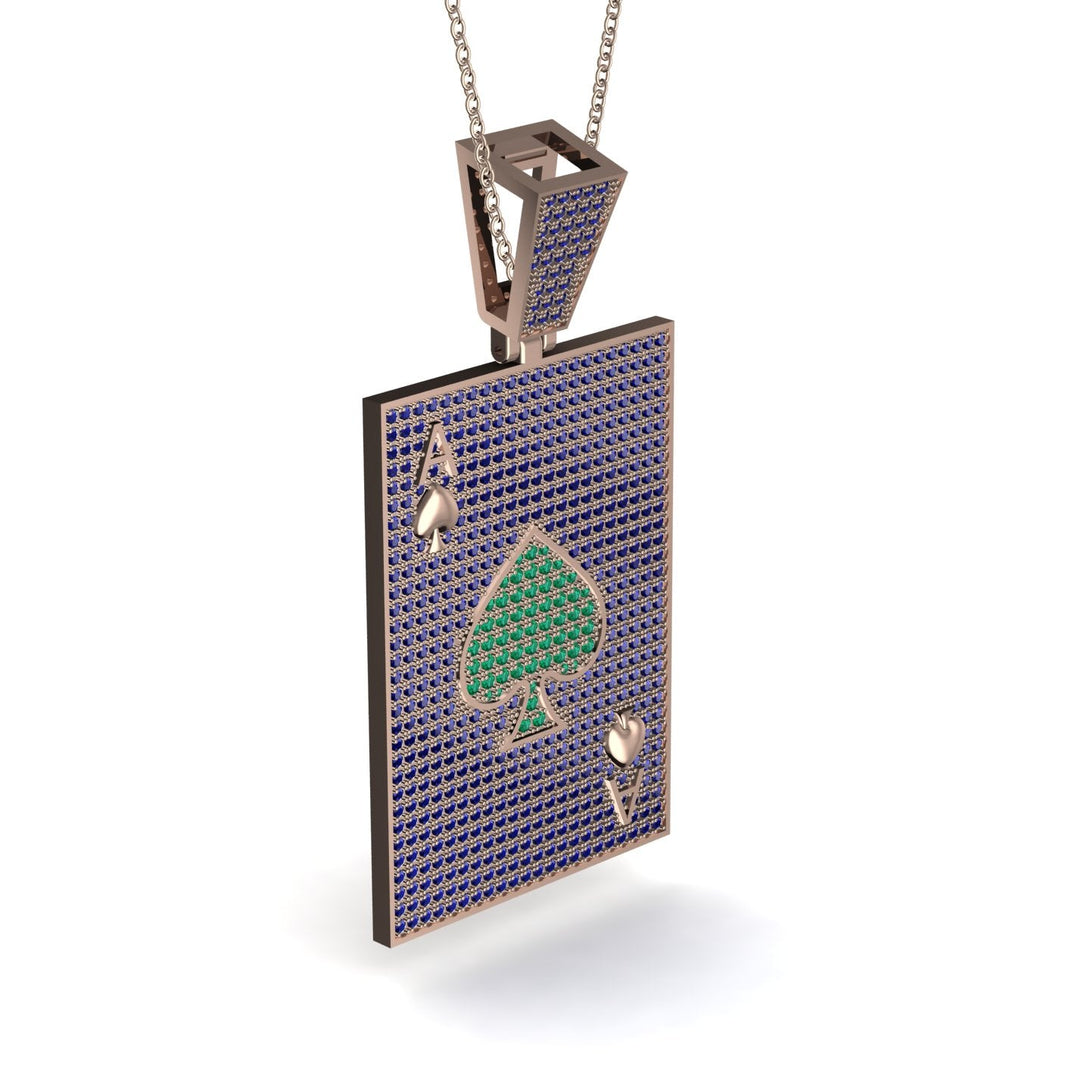 Ace Of Spades Sapphire Card Necklace - Tyler No. 65