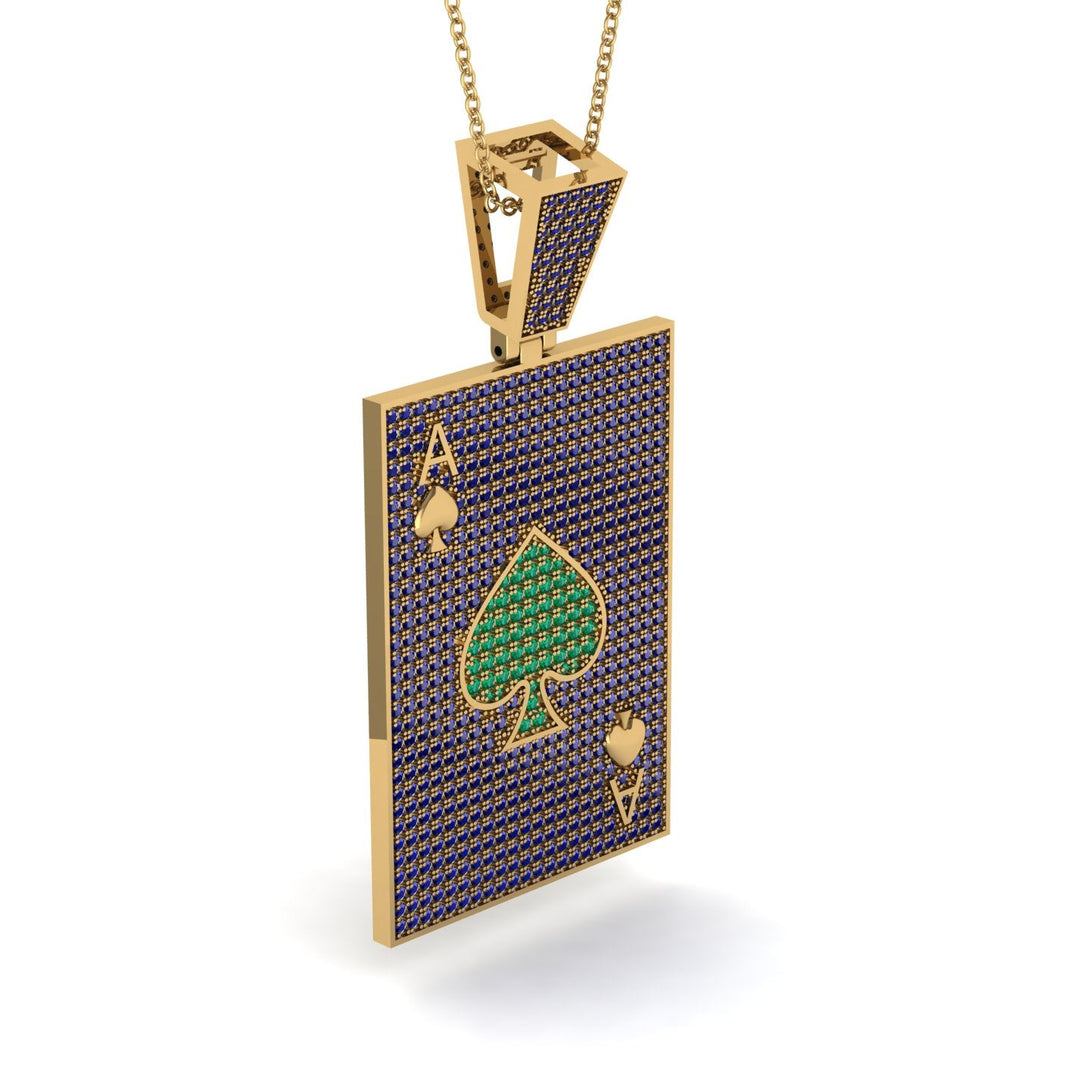 Ace Of Spades Sapphire Card Necklace - Tyler No. 64