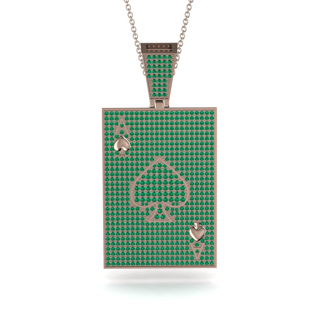 Ace Of Spades Emerald Card Necklace - Tyler No. 20