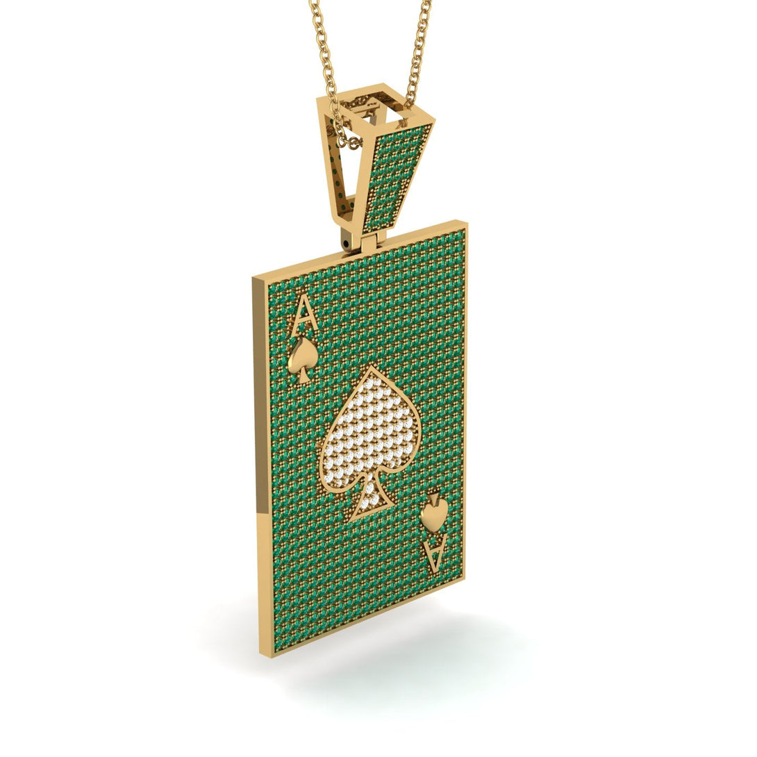 Ace Of Spades Emerald Card Necklace - Tyler No. 16