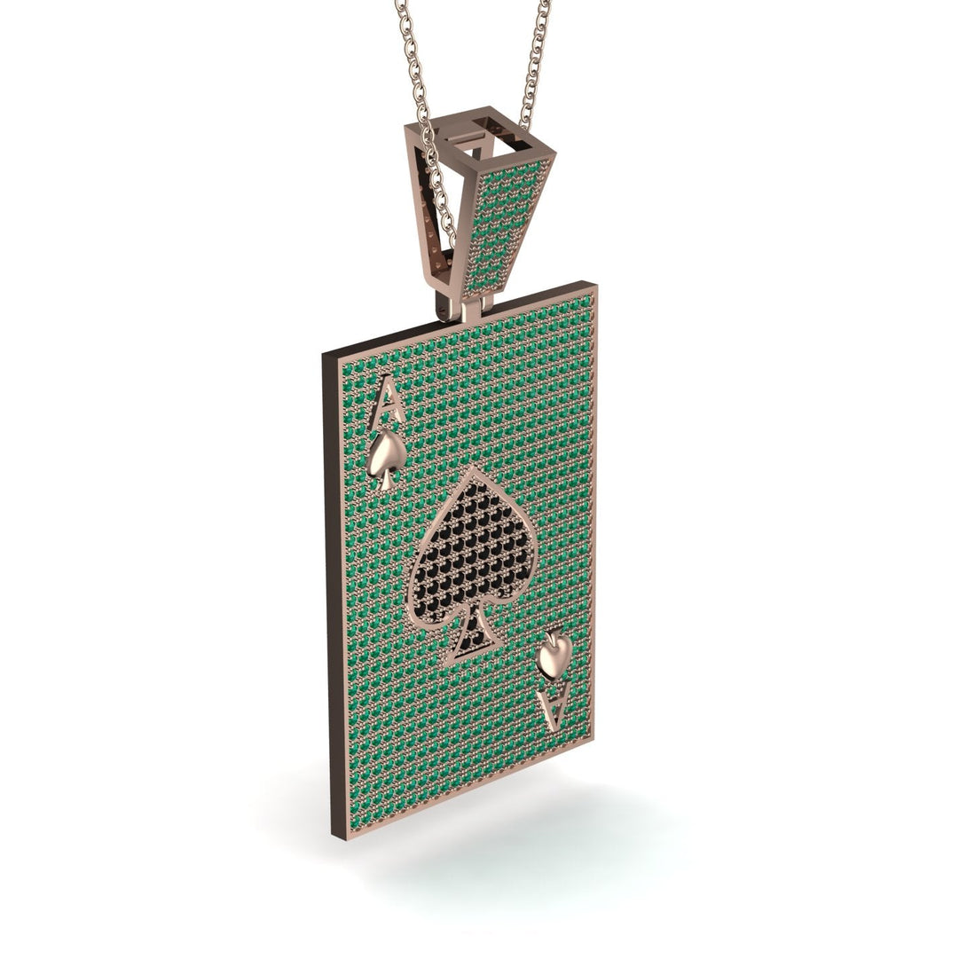 Ace Of Spades Emerald Card Necklace - Tyler No. 23