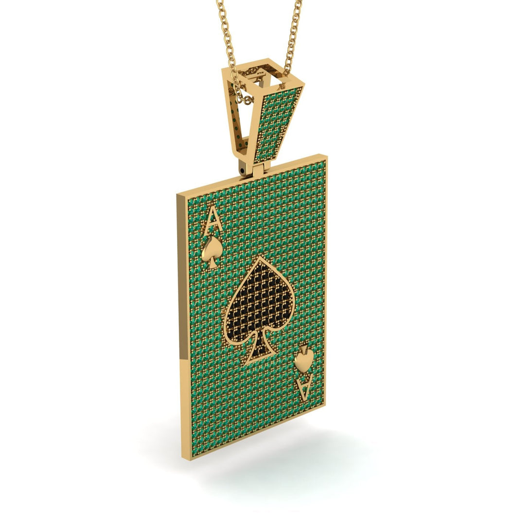 Ace Of Spades Emerald Card Necklace - Tyler No. 22
