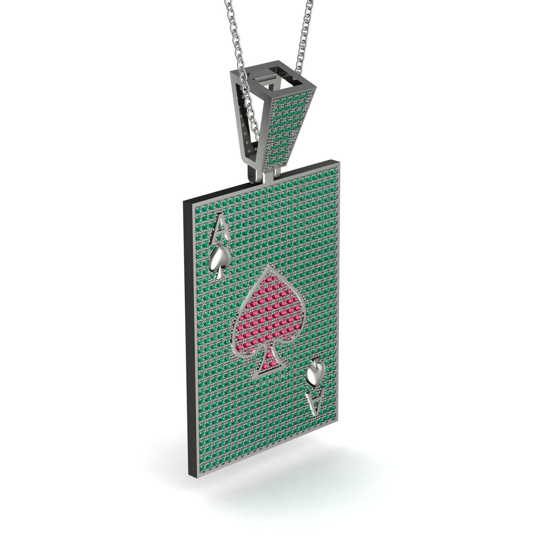 Ace Of Spades Emerald Card Necklace - Tyler No. 27