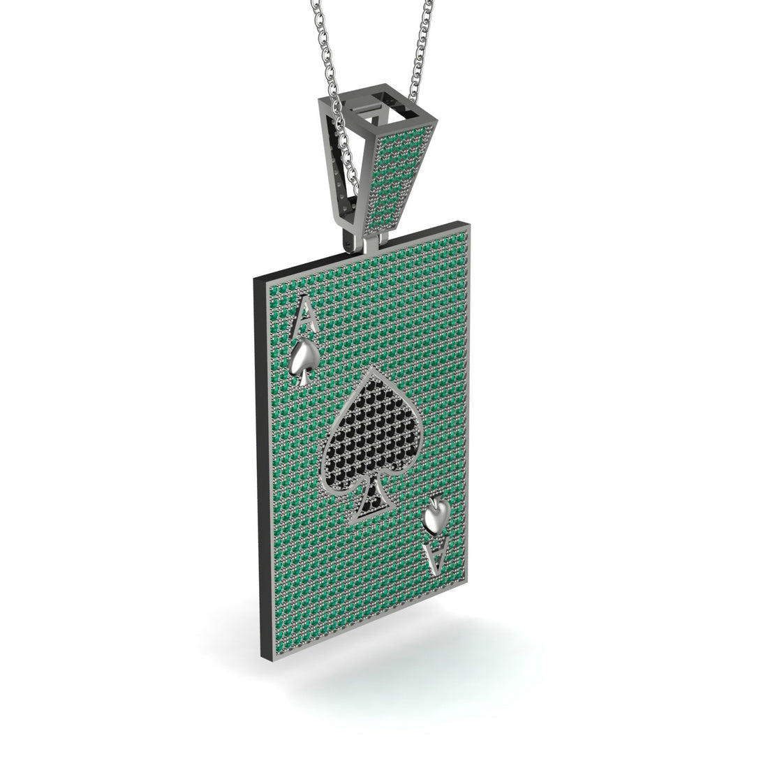 Ace Of Spades Emerald Card Necklace - Tyler No. 24
