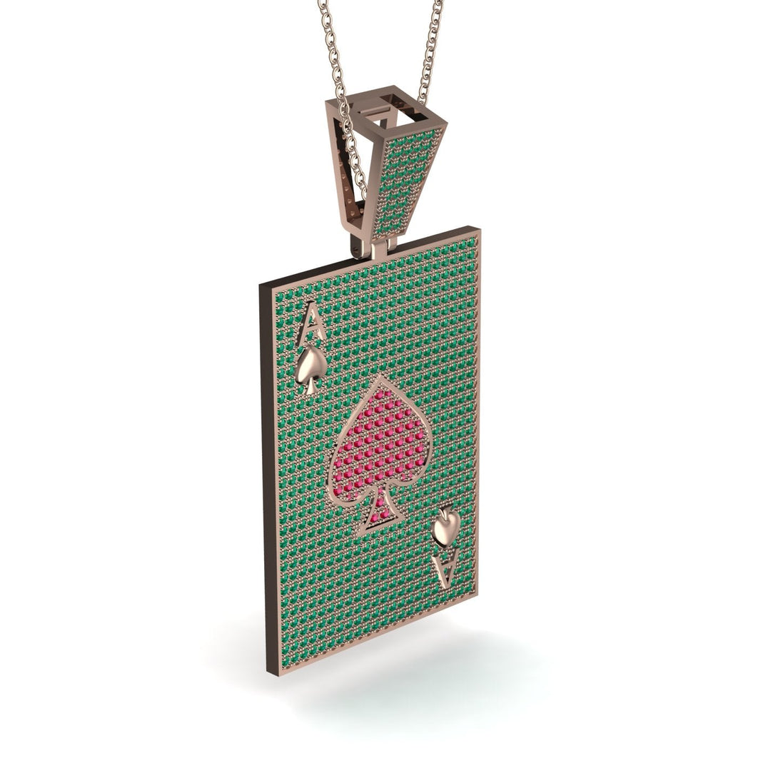 Ace Of Spades Emerald Card Necklace - Tyler No. 26