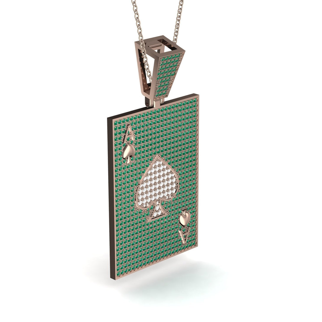 Ace Of Spades Emerald Card Necklace - Tyler No. 17