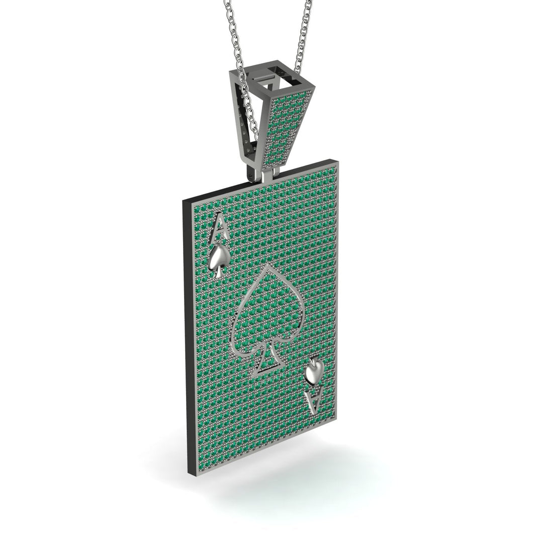 Ace Of Spades Emerald Card Necklace - Tyler No. 21