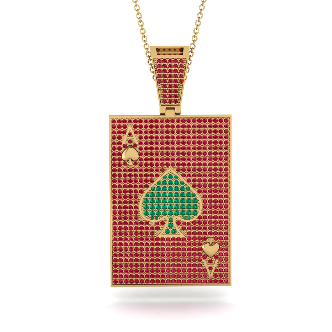Ace Of Spades Ruby Card Necklace - Tyler No. 49