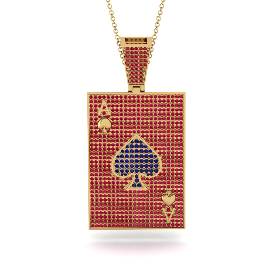 Ace Of Spades Ruby Card Necklace - Tyler No. 58