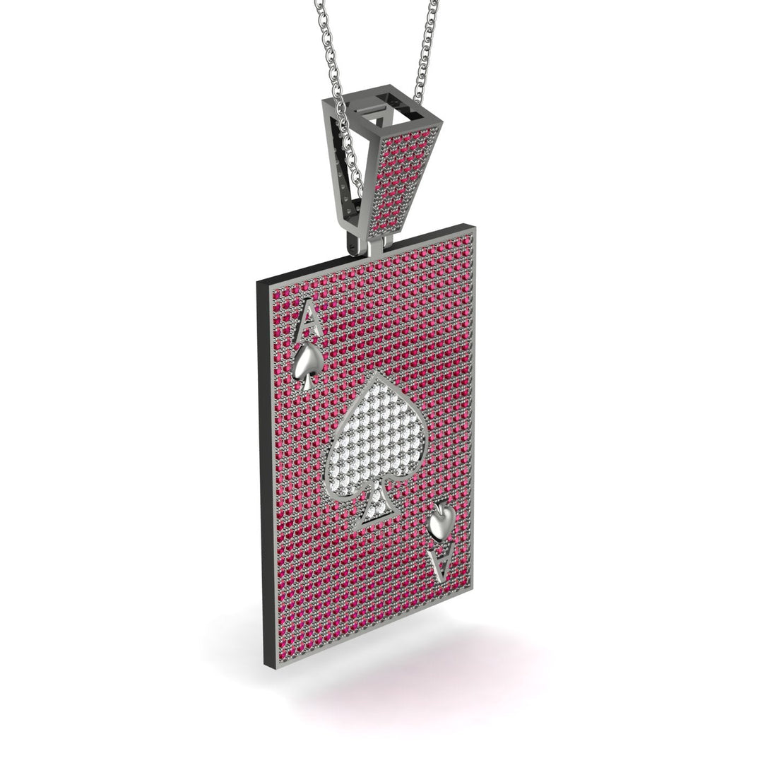 Ace Of Spades Ruby Card Necklace - Tyler No. 48