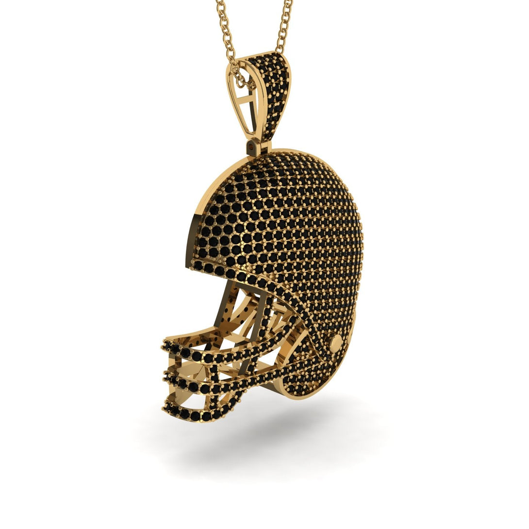 American Football Helmet Black Diamond Pendant - Dennis No. 7