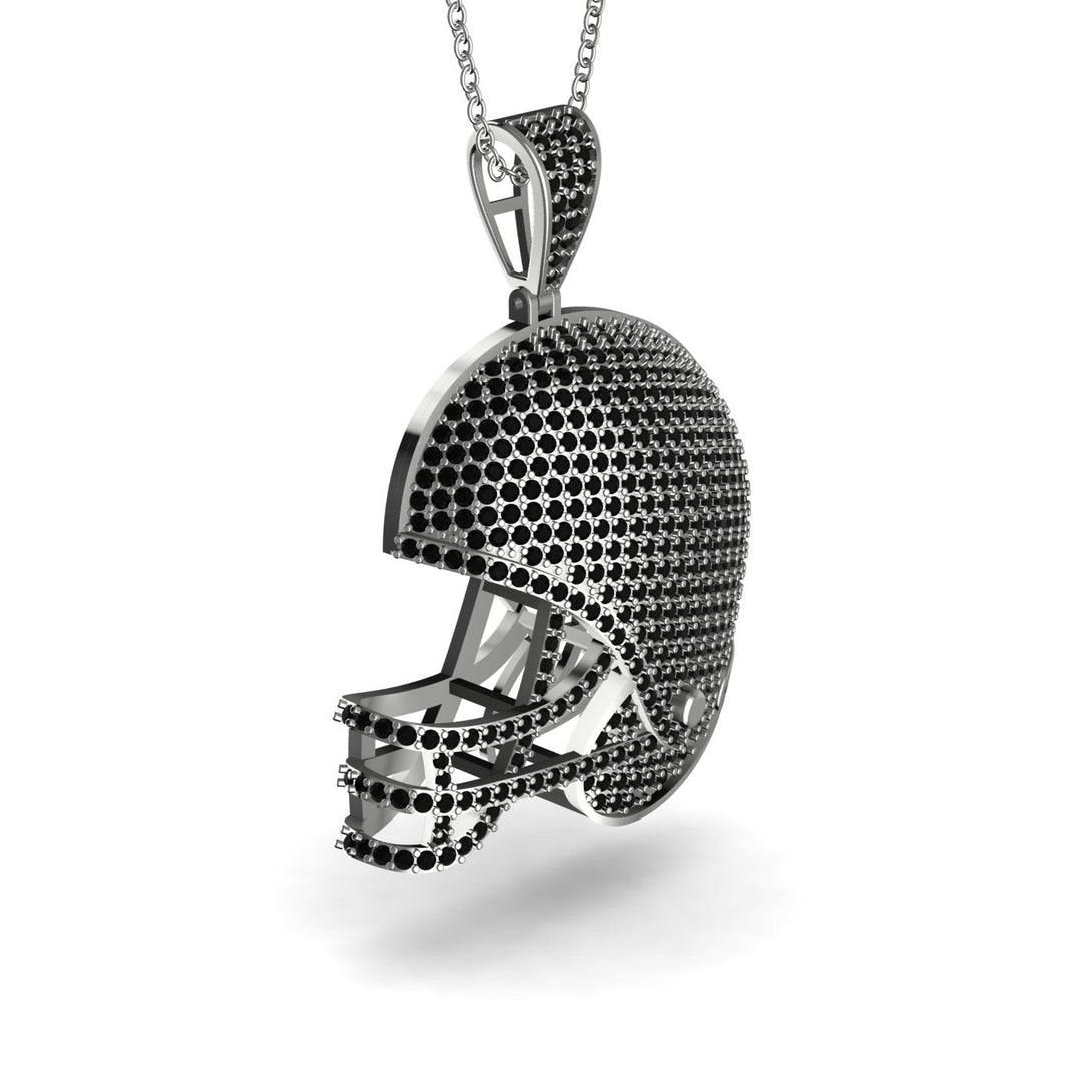 American Football Helmet Black Diamond Pendant - Dennis No. 9