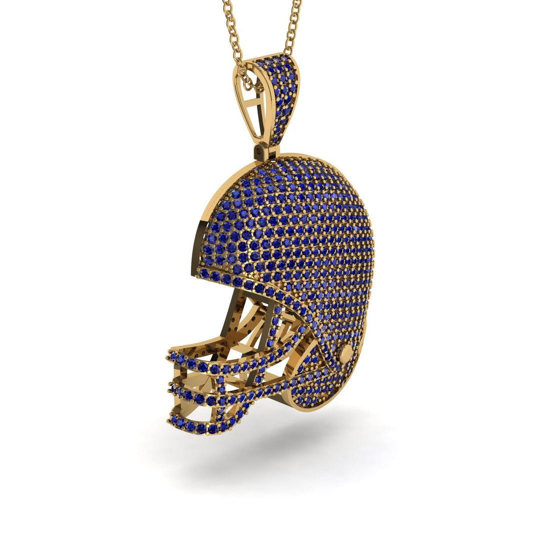 American Football Helmet Sapphire Pendant - Dennis No. 13