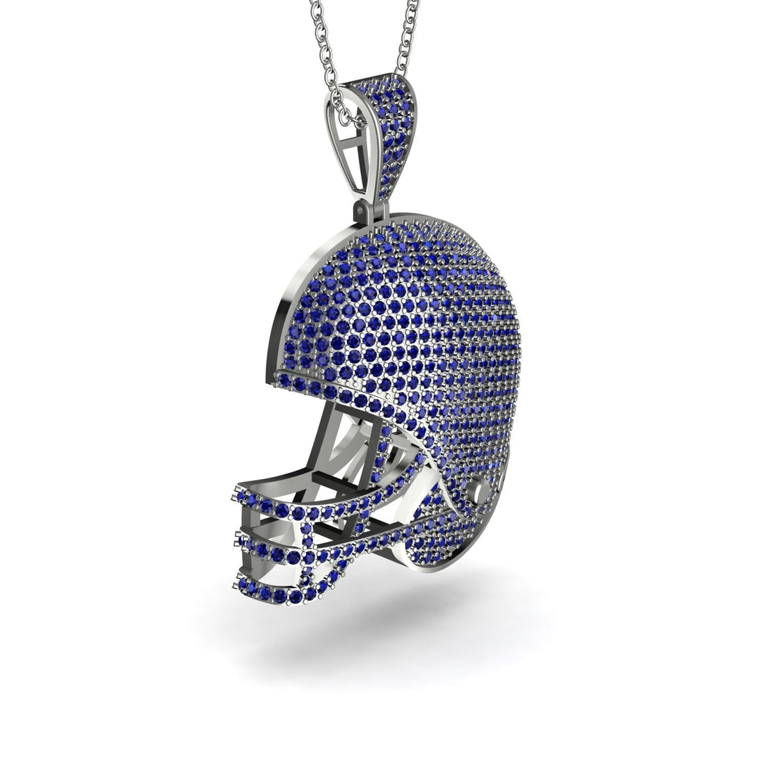 American Football Helmet Sapphire Pendant - Dennis No. 15