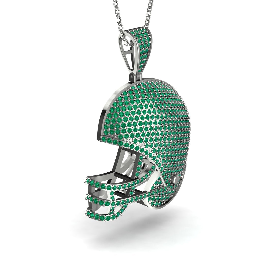 American Football Helmet Emerald Pendant - Dennis No. 6