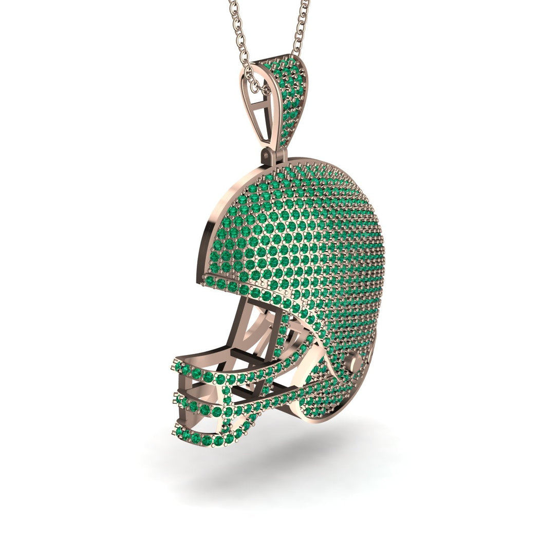 American Football Helmet Emerald Pendant - Dennis No. 5