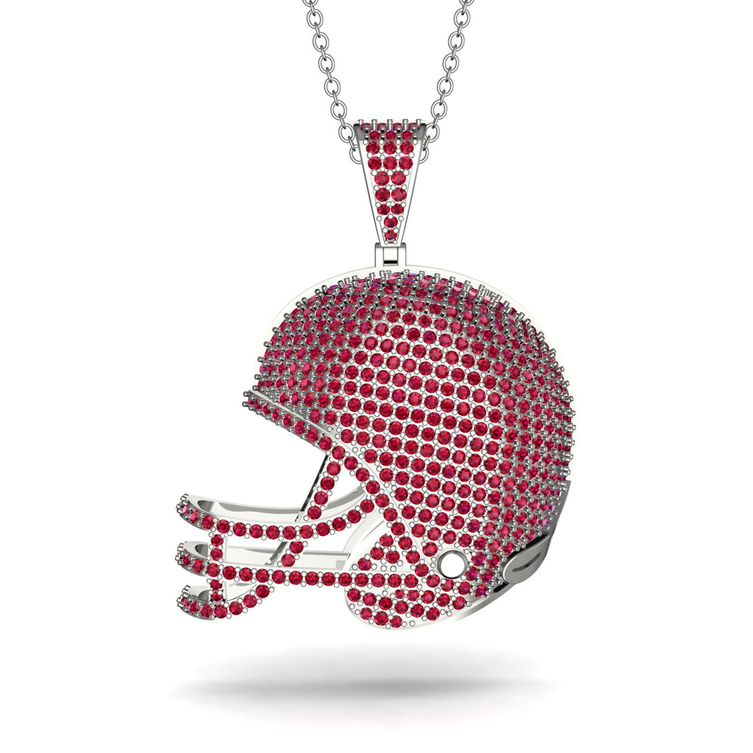 American Football Helmet Ruby Pendant - Dennis No. 12