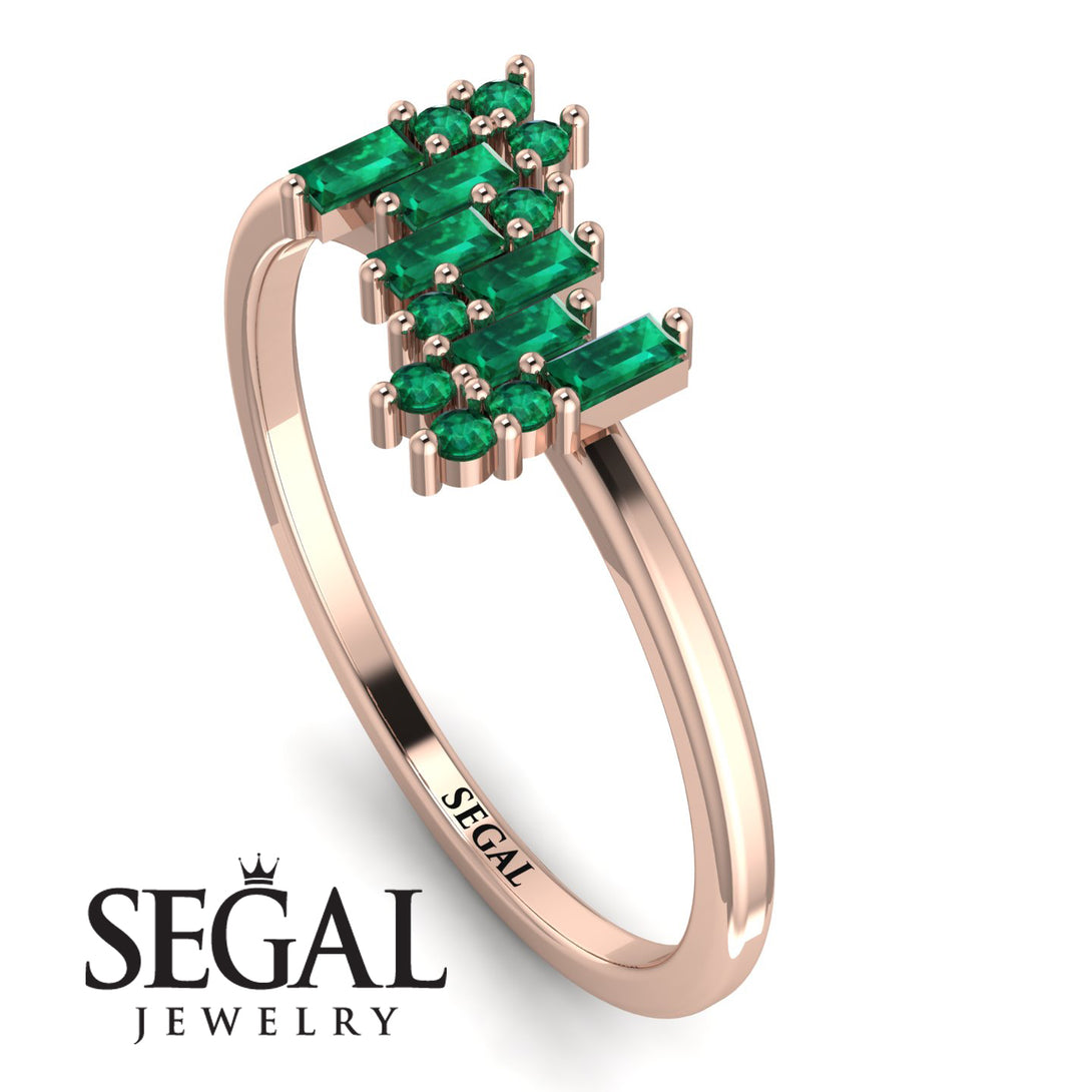 Baguette And Round Emerald Band - Daniela No. 20