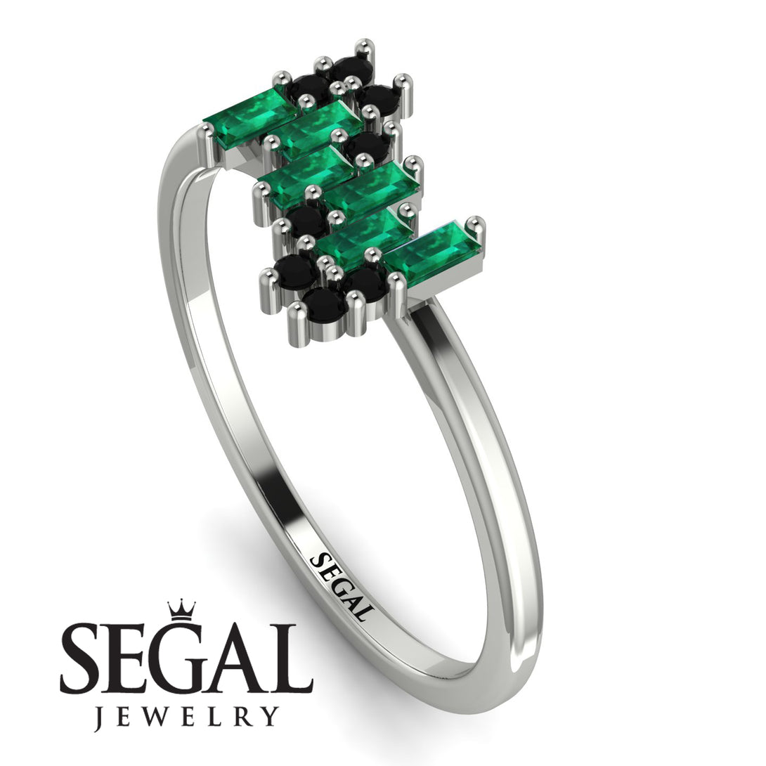 Baguette And Round Emerald Band - Daniela No. 36