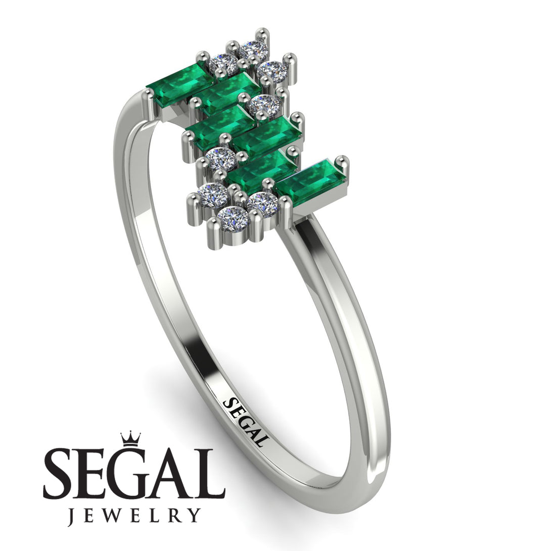 Baguette And Round Emerald Band - Daniela No. 6