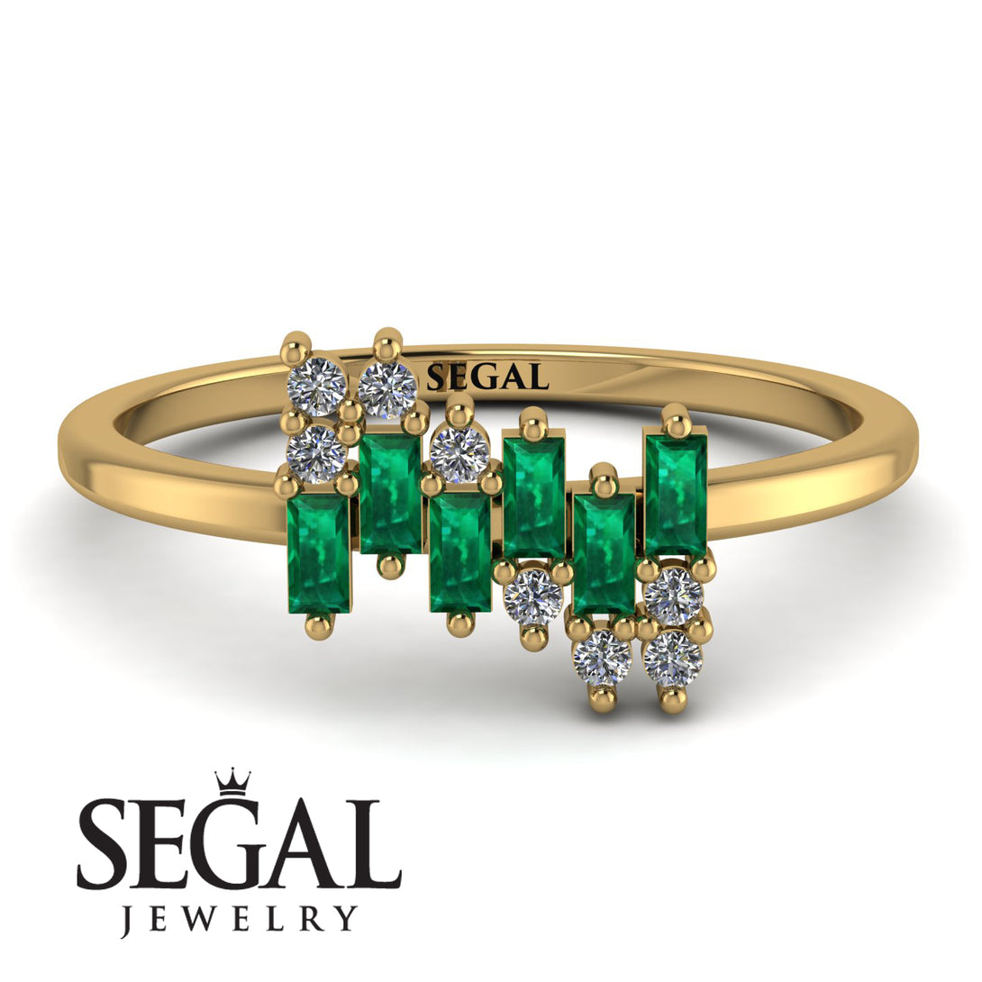 Baguette And Round Emerald Band - Daniela No. 4