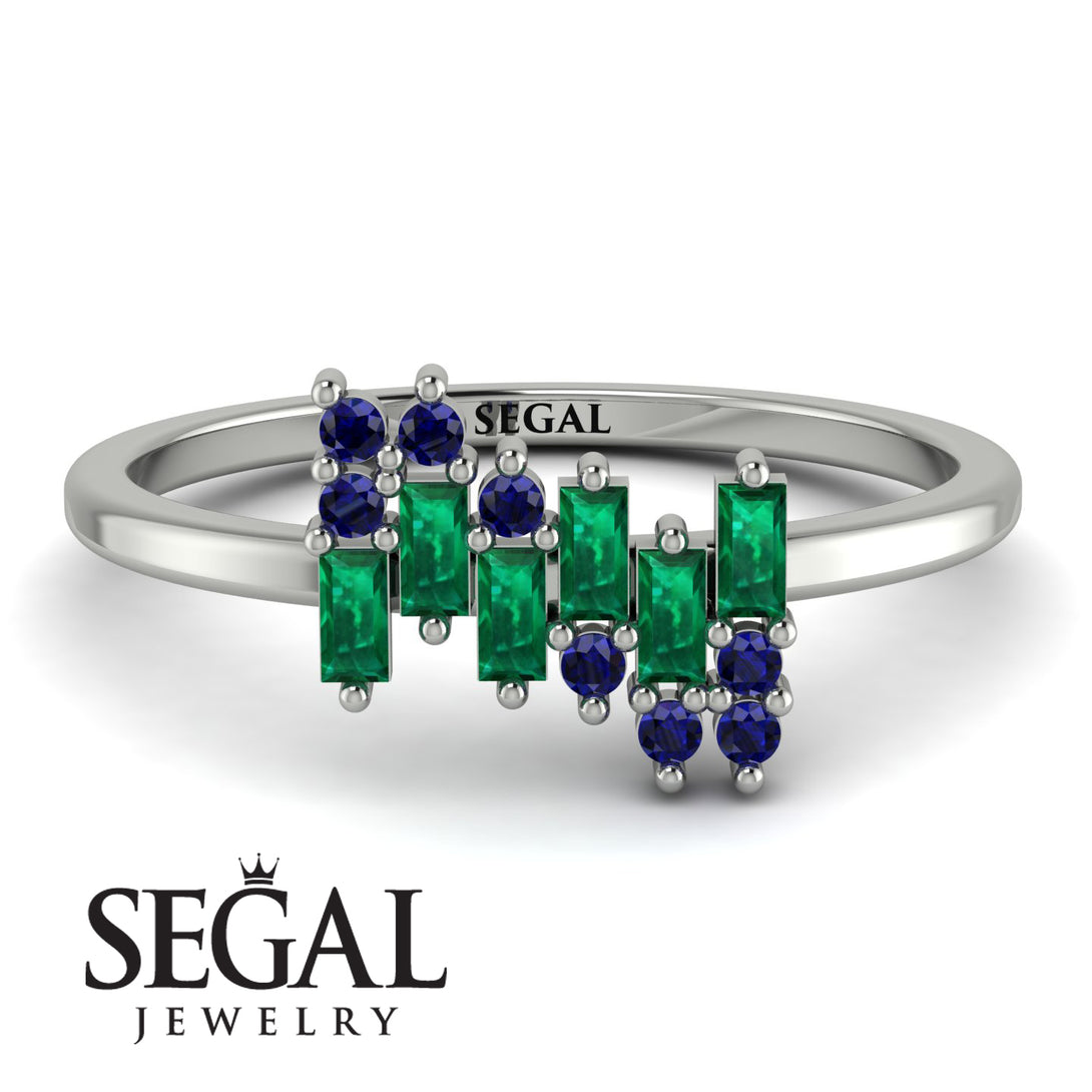 Baguette And Round Emerald Band - Daniela No. 66