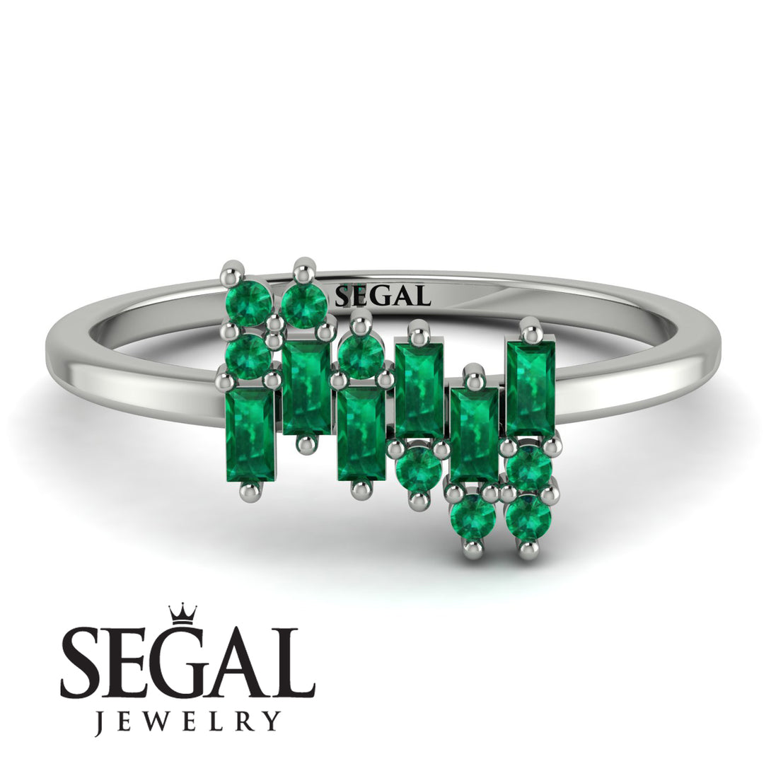 Baguette And Round Emerald Band - Daniela No. 21