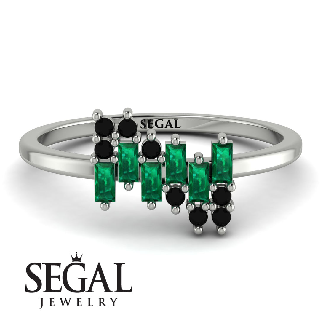 Baguette And Round Emerald Band - Daniela No. 36