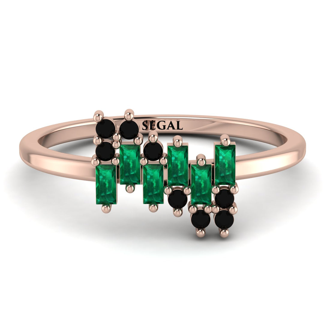 Baguette And Round Emerald Band - Daniela No. 35
