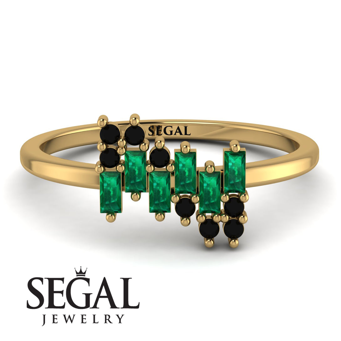 Baguette And Round Emerald Band - Daniela No. 34