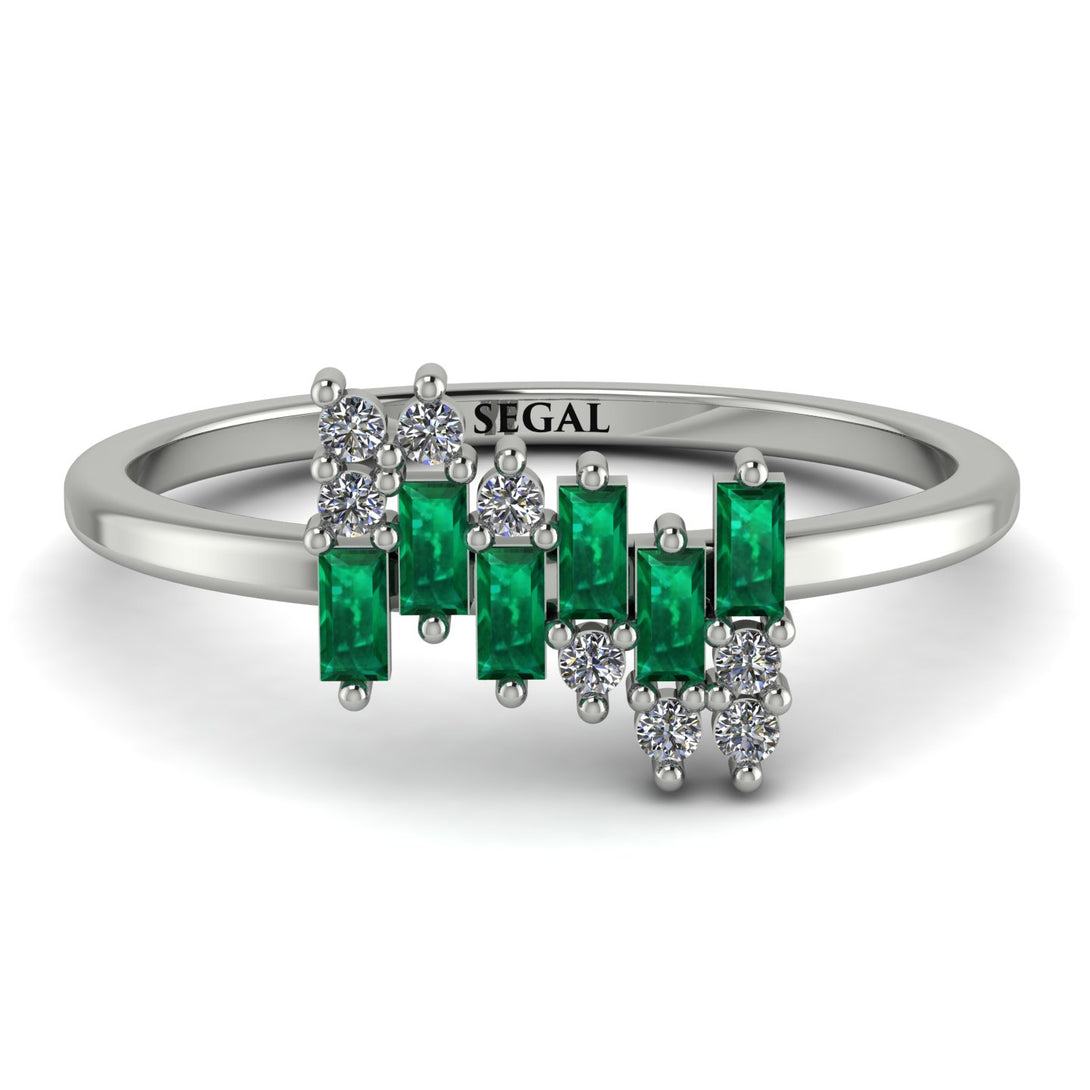 Baguette And Round Emerald Band - Daniela No. 6