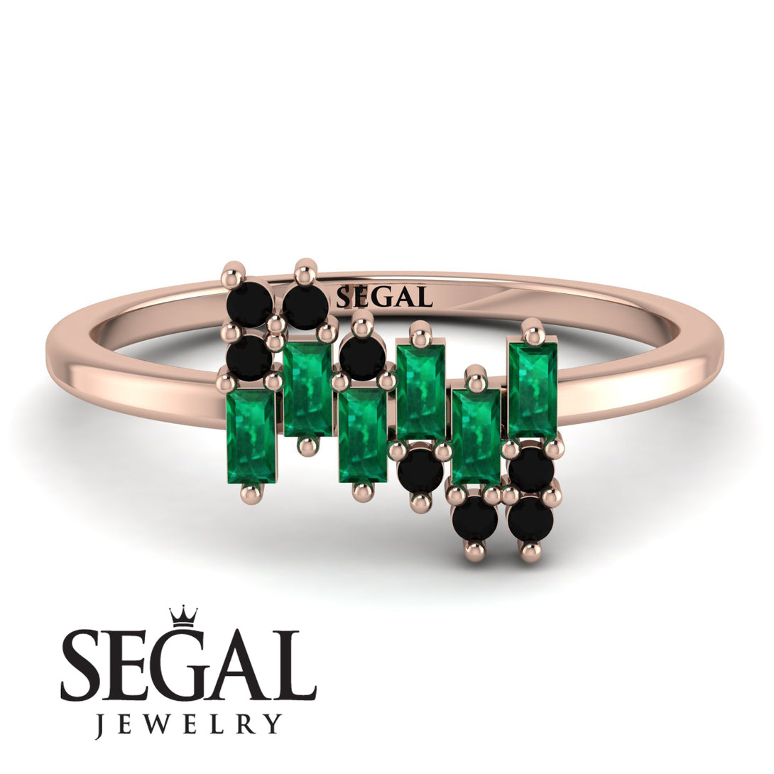Baguette And Round Emerald Band - Daniela No. 35