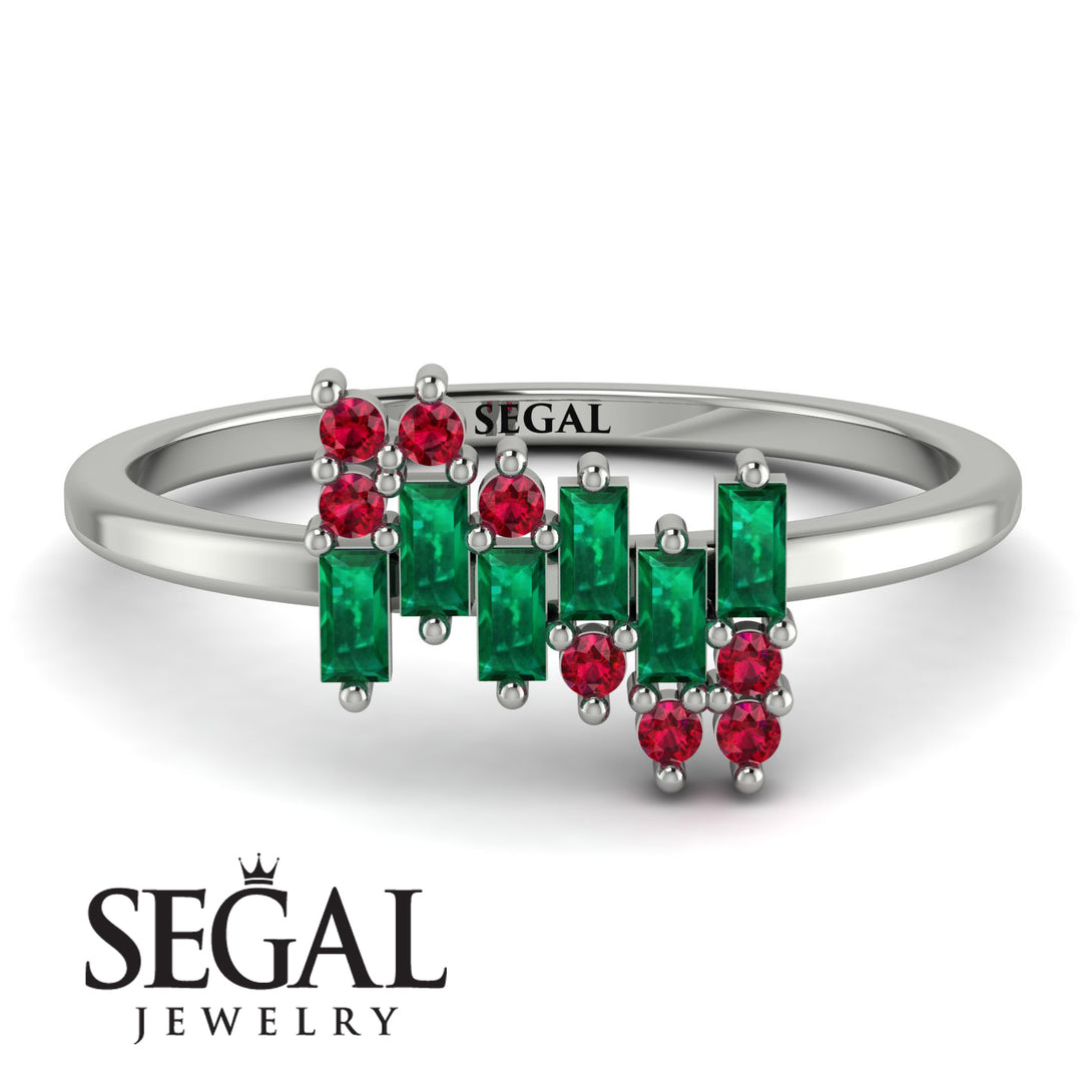 Baguette And Round Emerald Band - Daniela No. 51