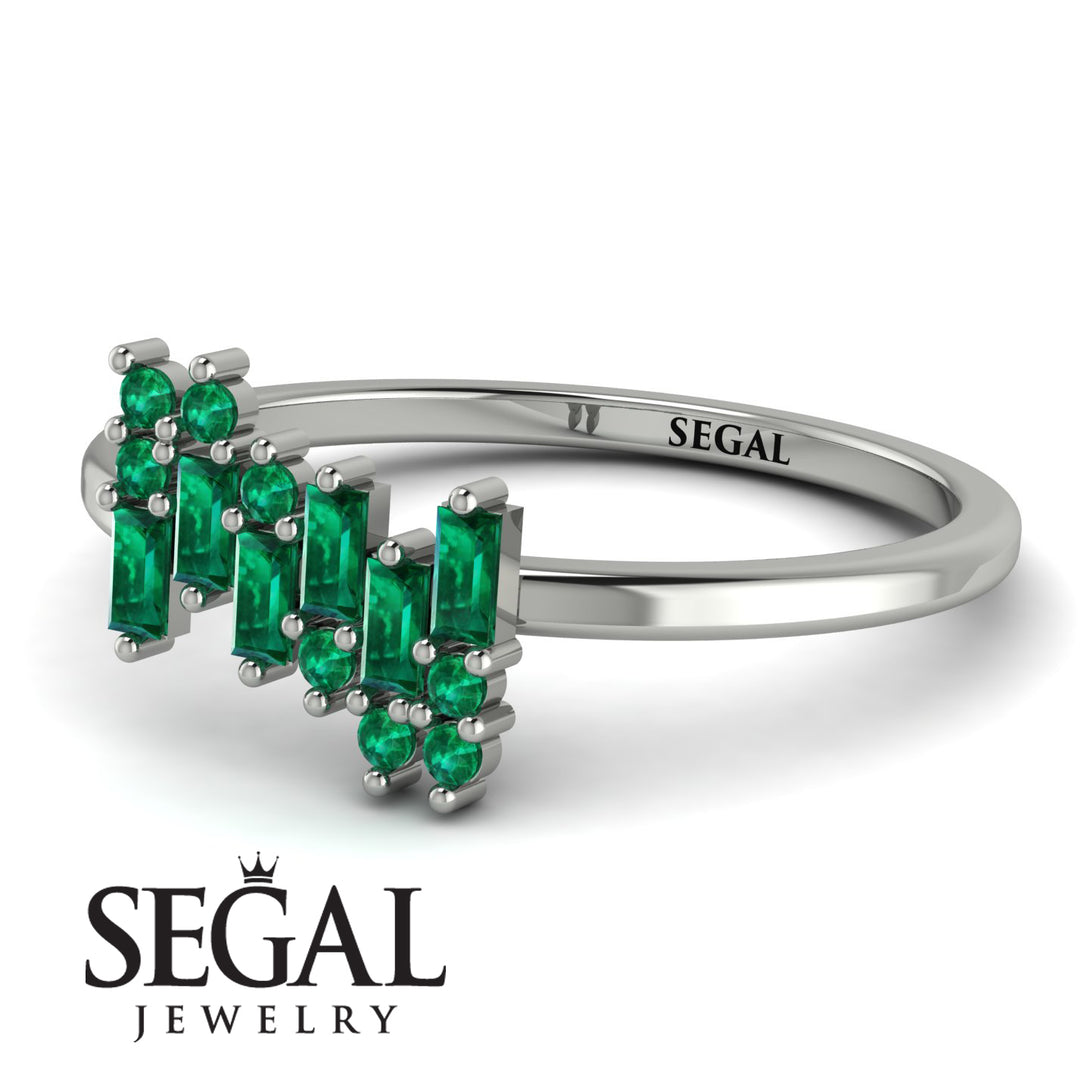 Baguette And Round Emerald Band - Daniela No. 21