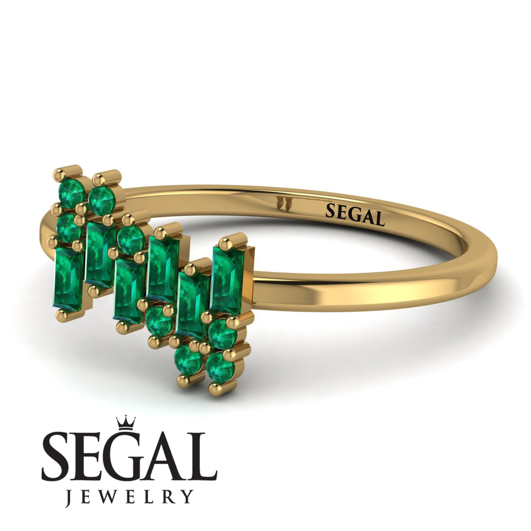 Baguette And Round Emerald Band - Daniela No. 19