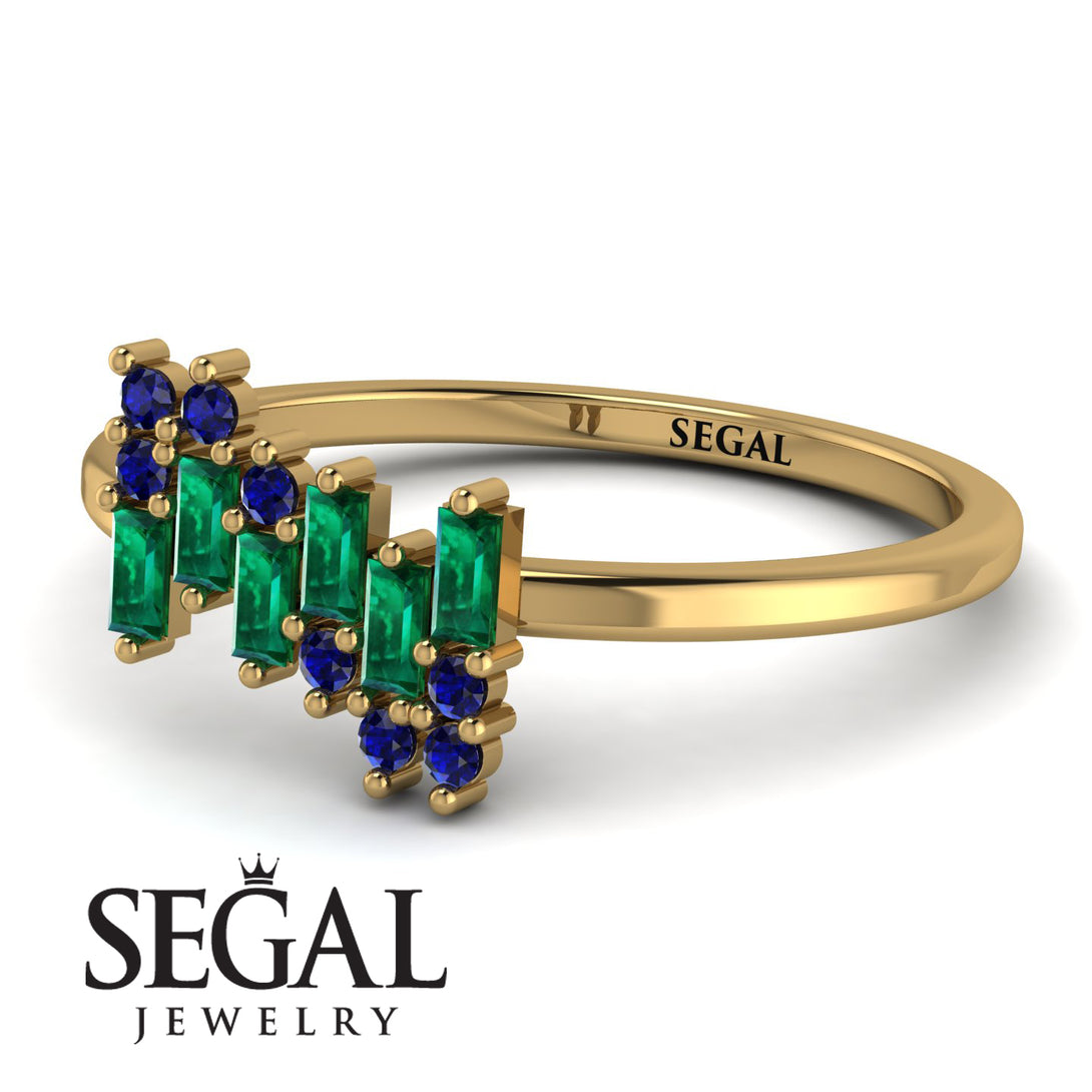 Baguette And Round Emerald Band - Daniela No. 64