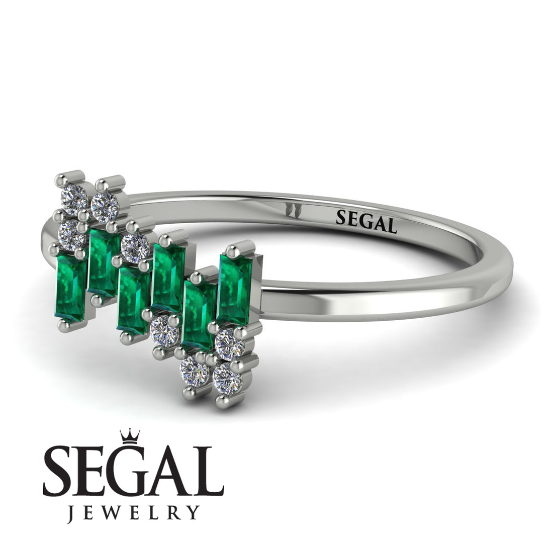 Baguette And Round Emerald Band - Daniela No. 6