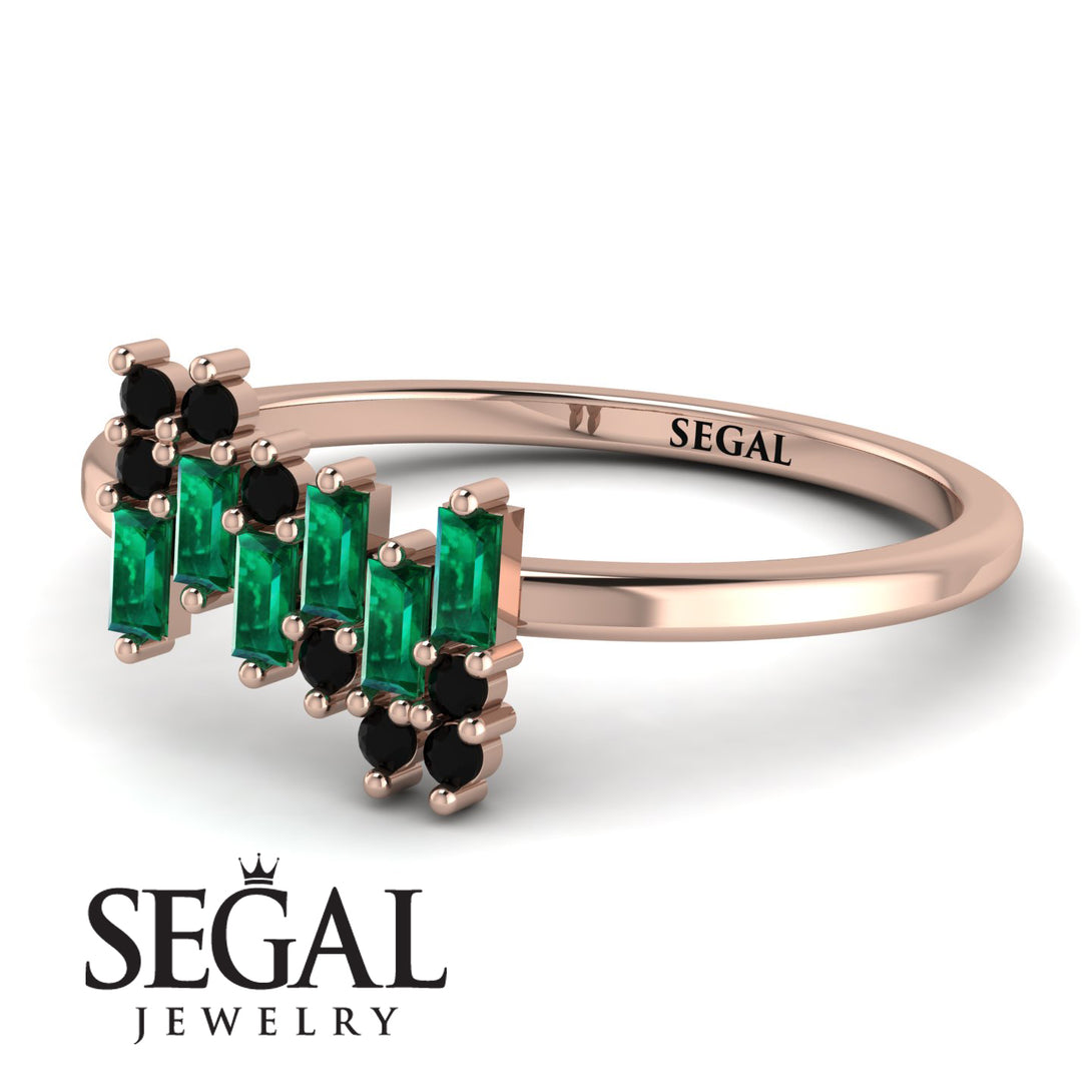 Baguette And Round Emerald Band - Daniela No. 35