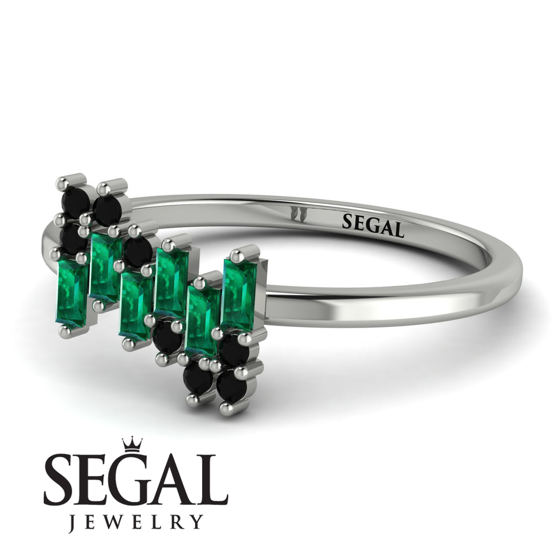 Baguette And Round Emerald Band - Daniela No. 36