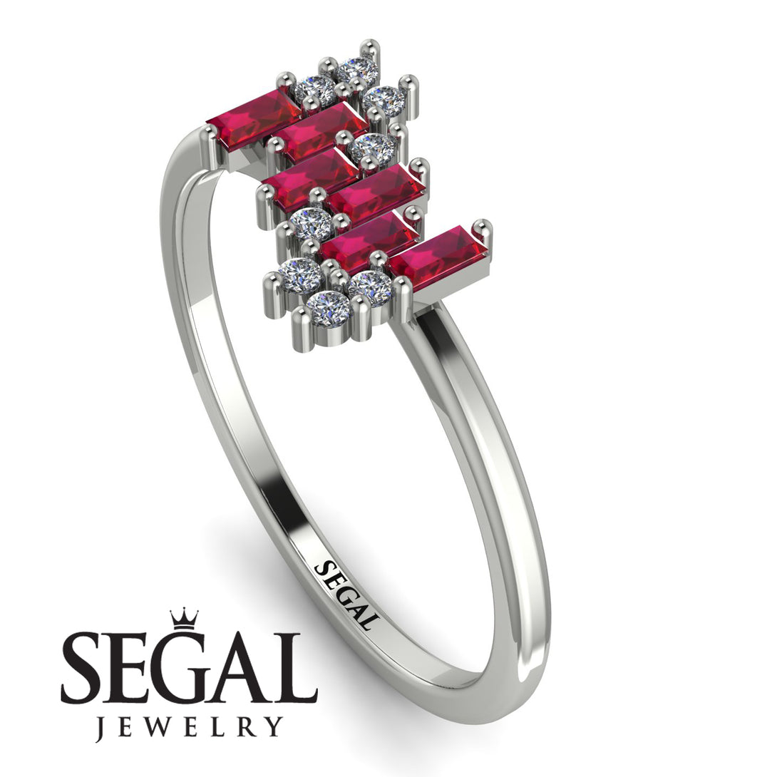 Baguette And Round Ruby Band - Daniela No. 12