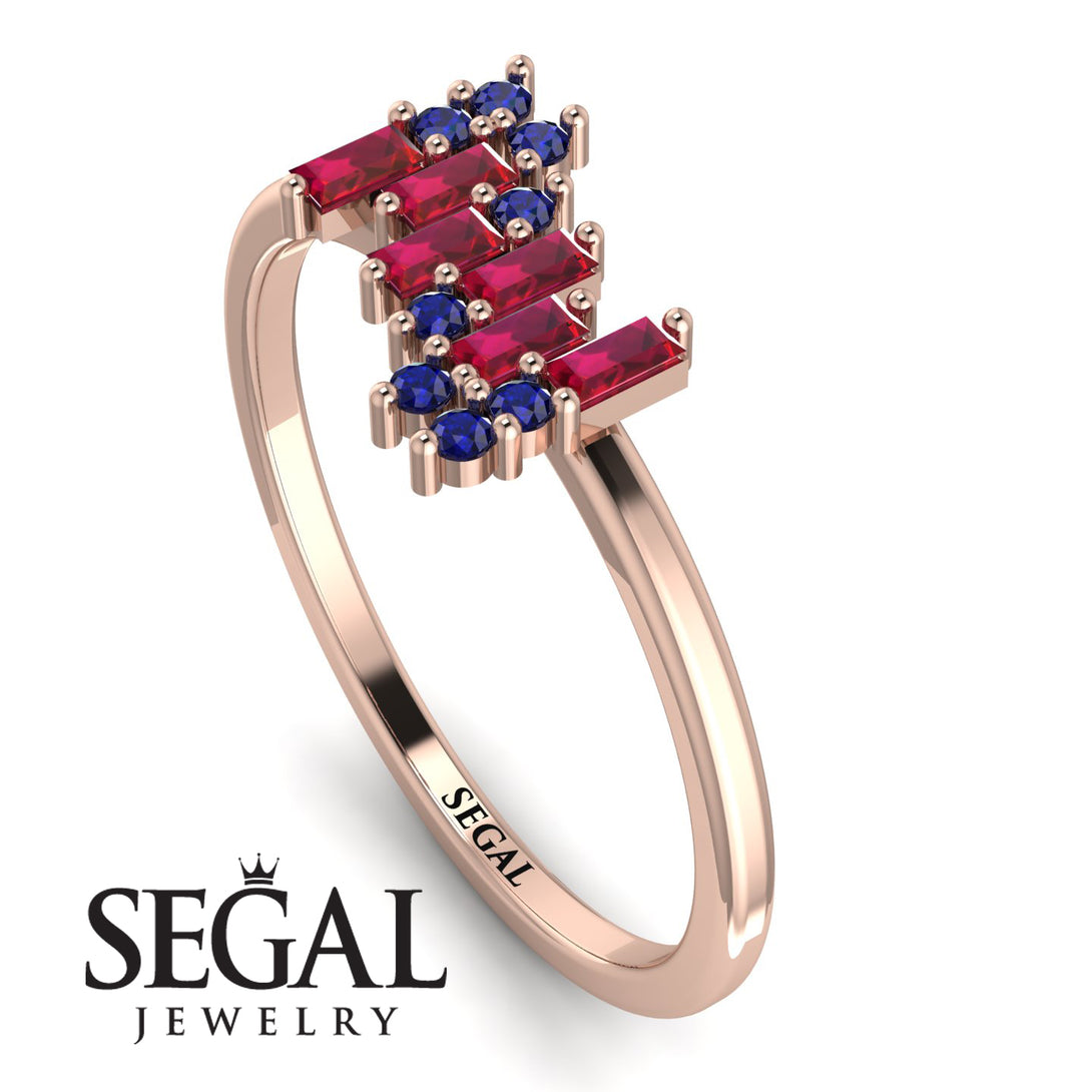 Baguette And Round Ruby Band - Daniela No. 71