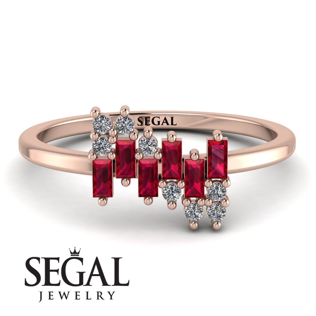Baguette And Round Ruby Band - Daniela No. 11
