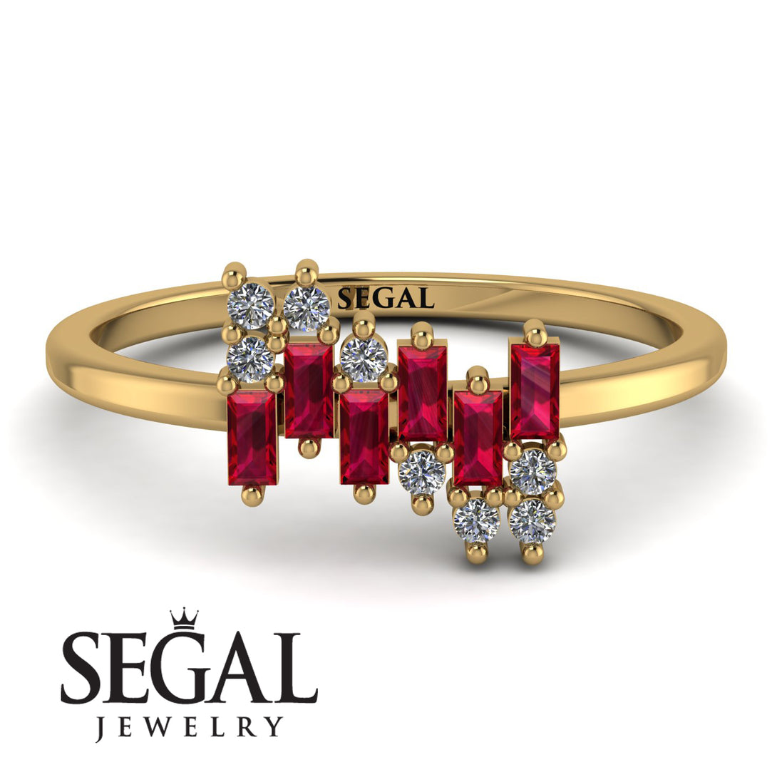 Baguette And Round Ruby Band - Daniela No. 10